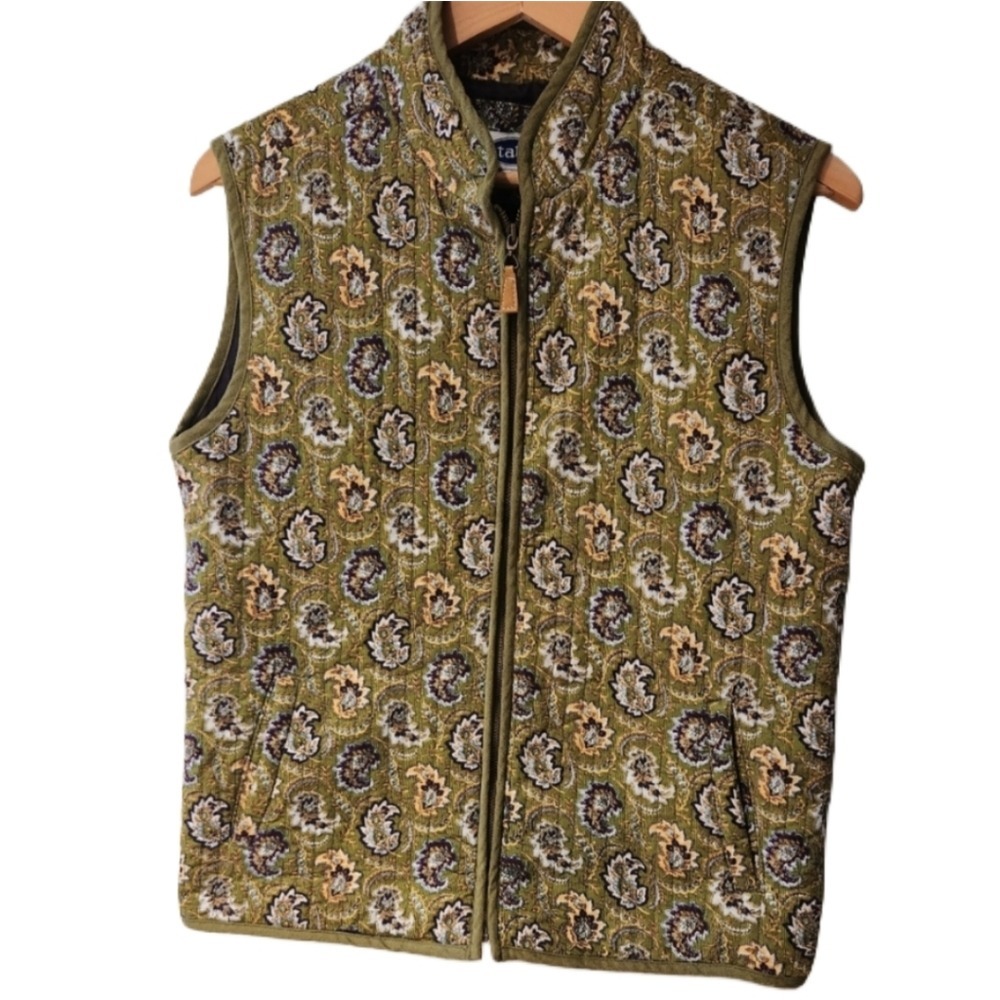 Tabi‎ Large Garden Green Quilted Paisley Vest